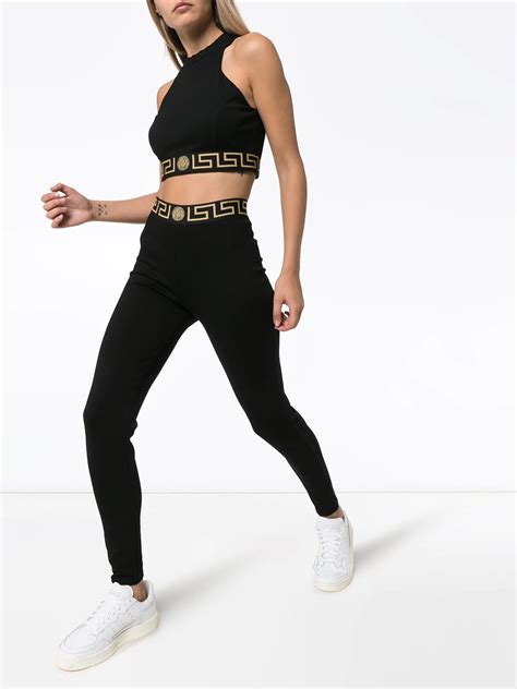 black versace bra|Versace sports bra and leggings.